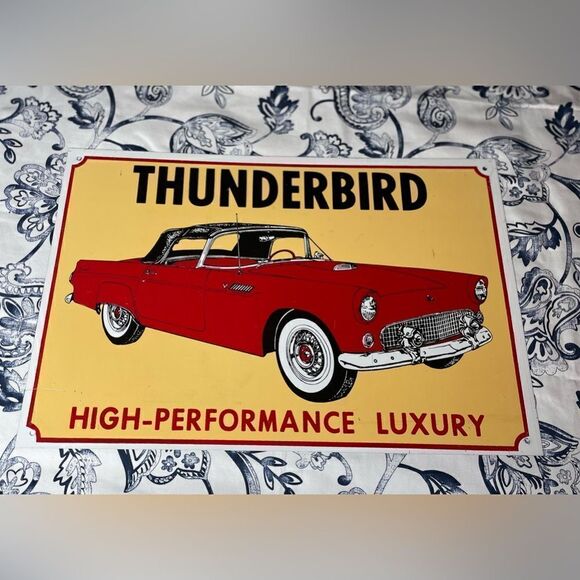 Vintage FORD THUNDERBIRD Retro Style Advertising Tin Sign Reproduction EPC 12” x - Picture 3 of 3